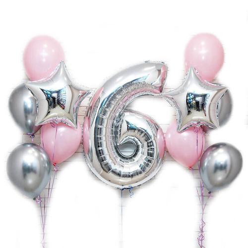 Воздушные шары 'Серебристо-розовое Счастье'