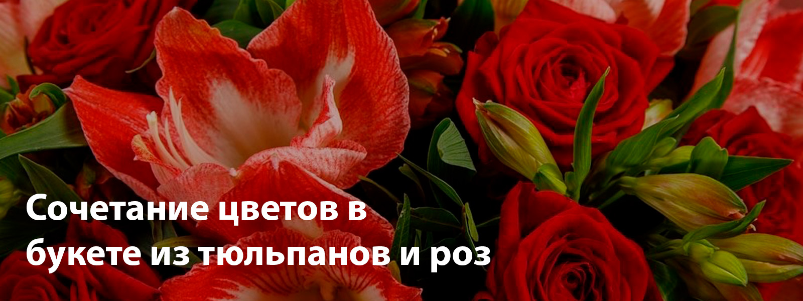 Сочетание цветов в букете из тюльпанов и роз