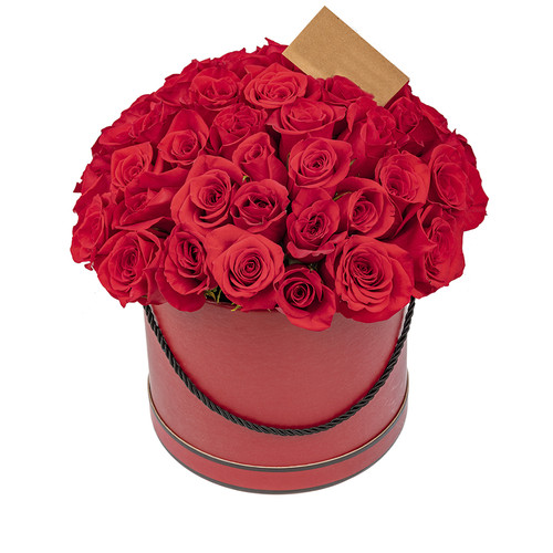 Букет из 25 Красных Роз в Шляпной Коробке