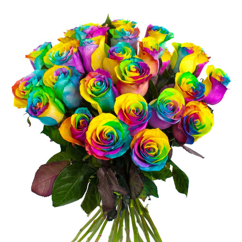 Букет из 25 разноцветных роз