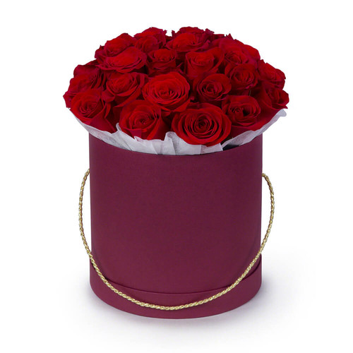 Букет из 25 красных роз в коробке