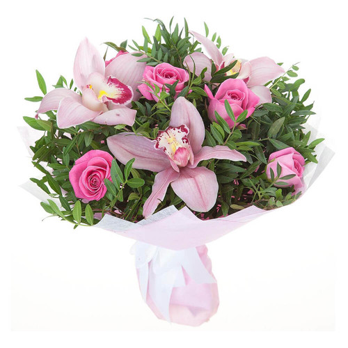 Букет из роз и орхидей 'Нежный презент'