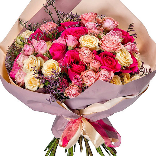 Букет с розами 'Розовый вальс'