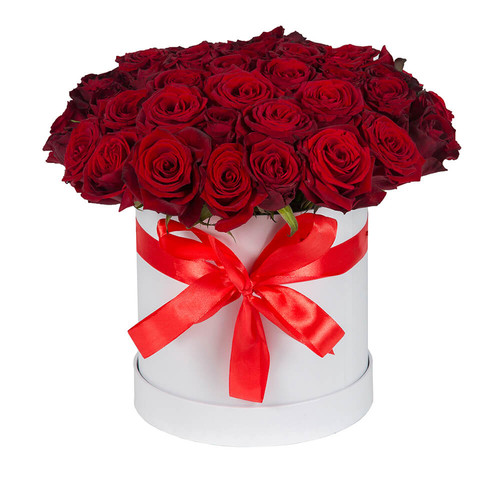 Букет из 35 красных роз в коробке