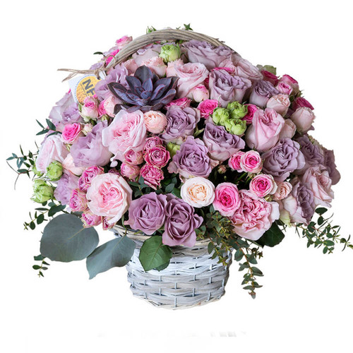 Букет цветов в корзине 'Лавандовый бриз'